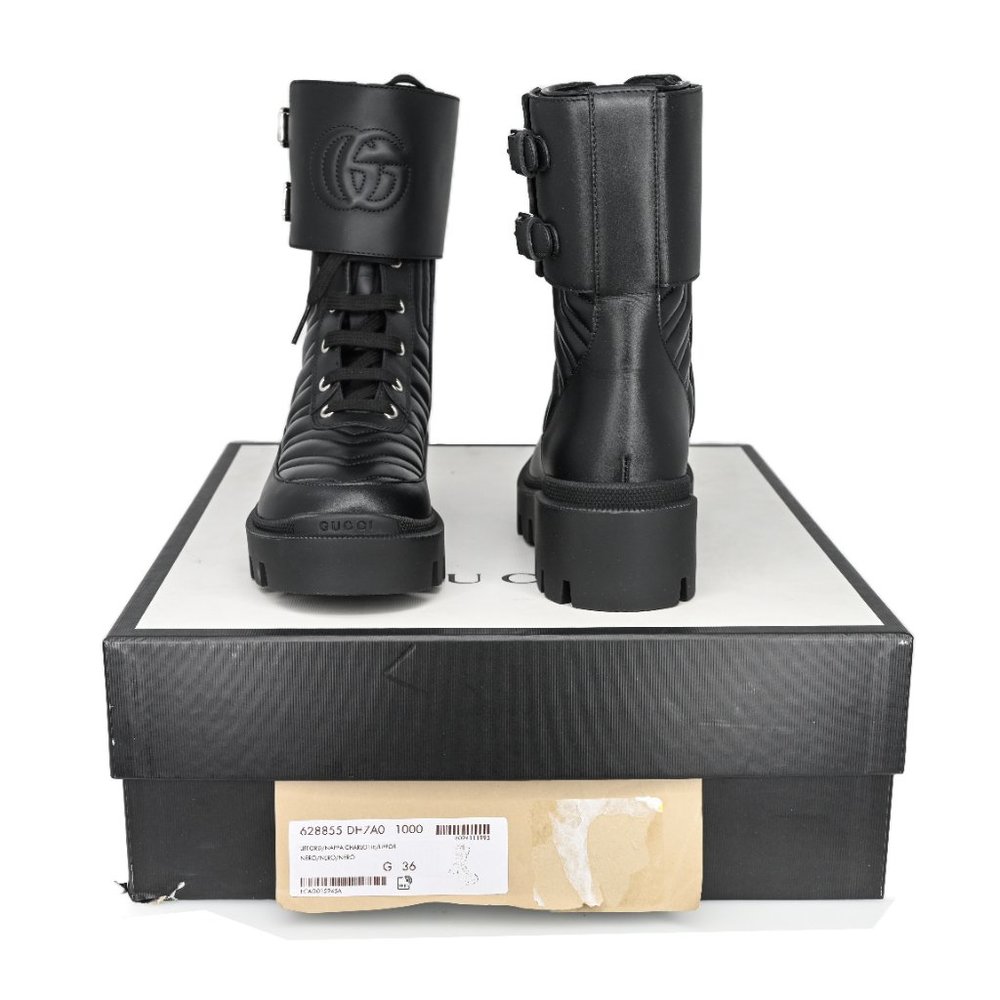 Gucci 628855 Women's Interlocking Gg Logo Matelasse Leather Ankle Boots - Picture 11 of 13